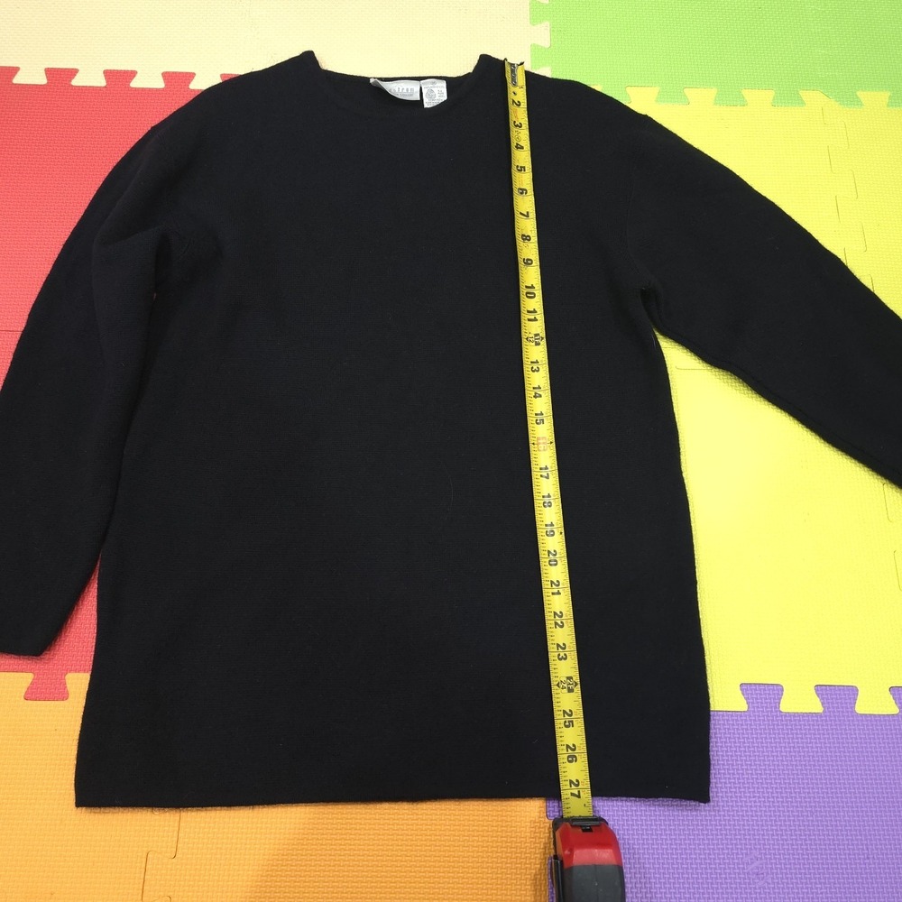Nordstrom Town Square 100% Merino Wool Sweater Black Crewneck Women's Medium M